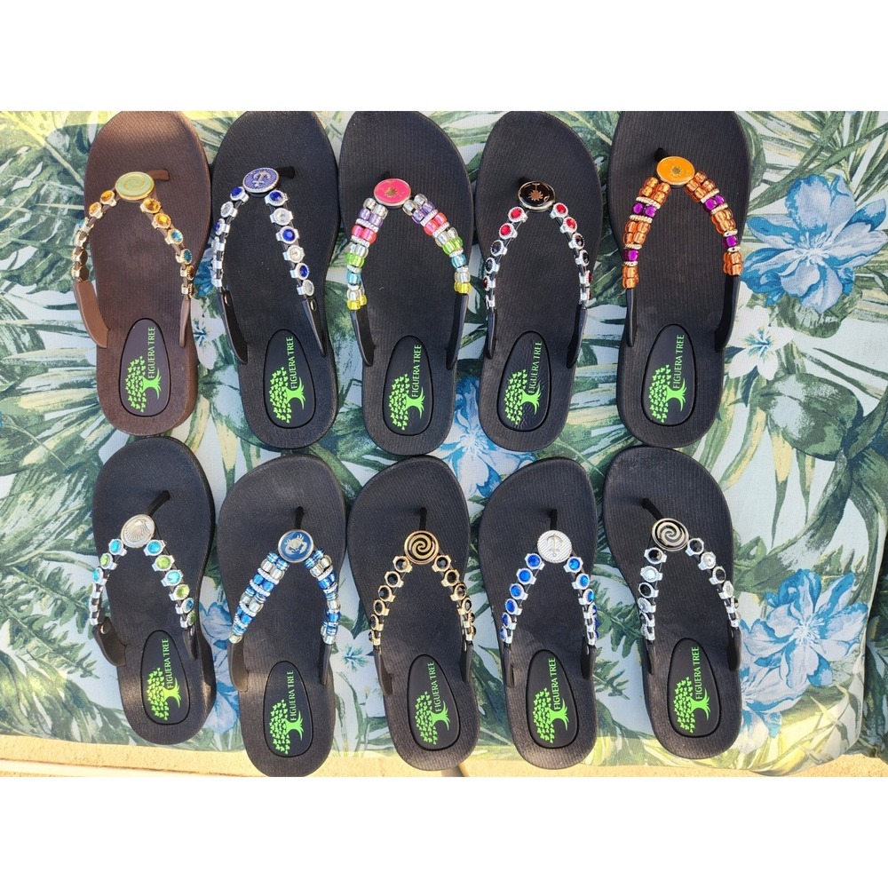 Steph Beautiful Crystal Flip Flops Sandals SUPER COMFY Size 10 - Picture 5 of 5